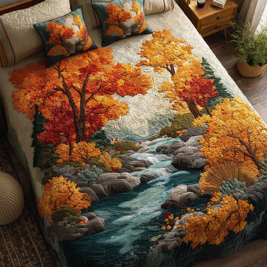 Rustic Autumn Lane 3-Piece Quilted Bedding Set NCU0NT9355