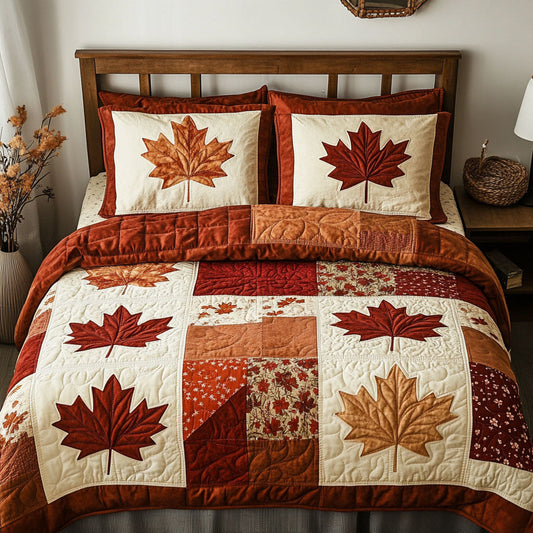 Rustic Autumn Patchwork 3-Piece Quilted Bedding Set NCU0PT5028