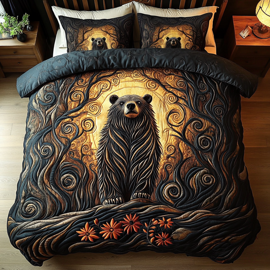 Rustic Bear 3-Piece Quilted Bedding Set NCU0VH2968