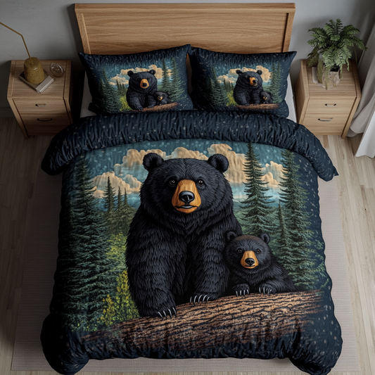 Rustic Bear 3-Piece Quilted Bedding Set NCU0VH3109