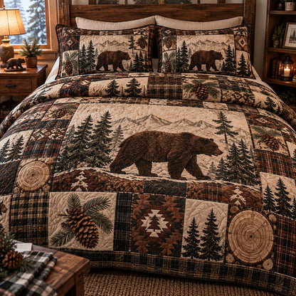 Rustic Bear Haven 3-Piece Quilted Bedding Set NCU0PT12208