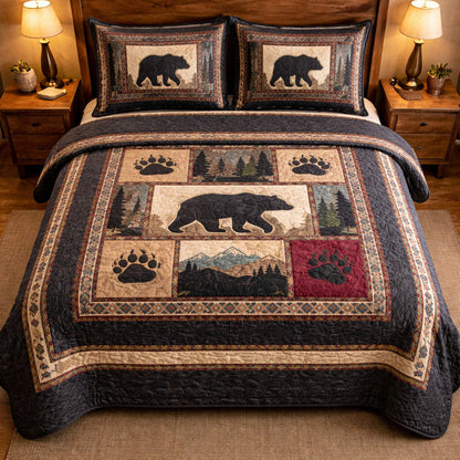 Rustic Bear Lodge 3-Piece Quilted Bedding Set NCU0TV1711