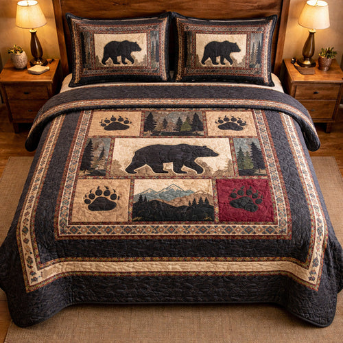 Rustic Bear Lodge 3-Piece Quilted Bedding Set NCU0TV1711