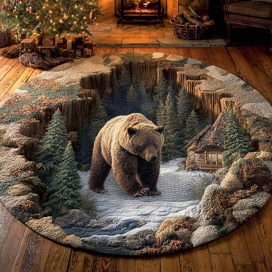 Rustic Bear Quilted Round Mat NCU0TD2063