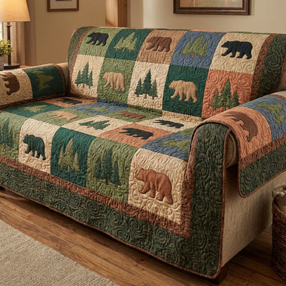 Rustic Bear Quilted Sofa Cover NCU0TV1597