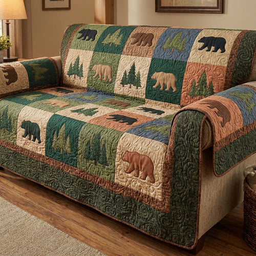 Rustic Bear Quilted Sofa Cover NCU0TV1597
