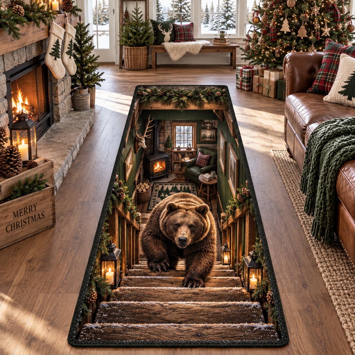 Rustic Bear Steps Runner Carpet NCU0DV10155