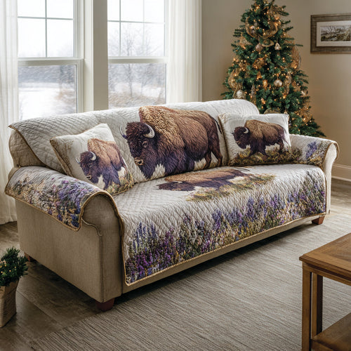 Rustic Bison Quilted Sofa Cover NCU0DV8534