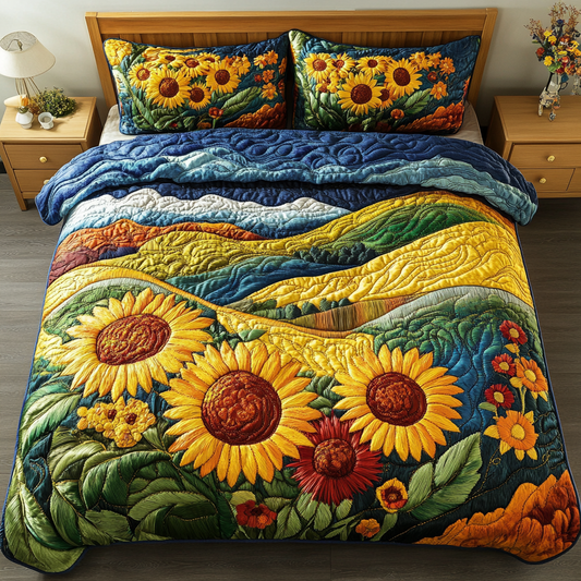 Rustic Bloom 3-Piece Quilted Bedding Set NCU0VH3569