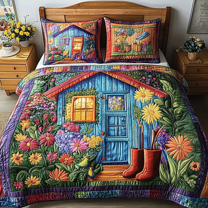 Rustic Bloom 3-Piece Quilted Bedding Set NCU0VL2173