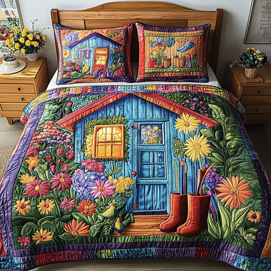 Rustic Bloom 3-Piece Quilted Bedding Set NCU0VL2173
