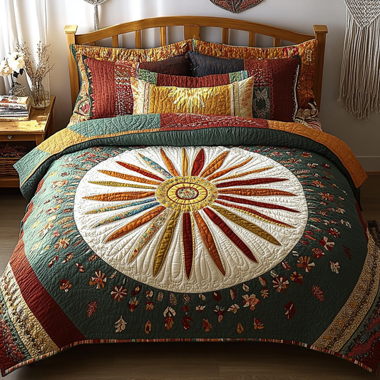 Rustic Bloom 3-Piece Quilted Bedding Set NCU0VL938