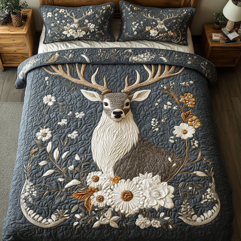 Rustic Bloom Haven 3-Piece Quilted Bedding Set NCU0PT3746