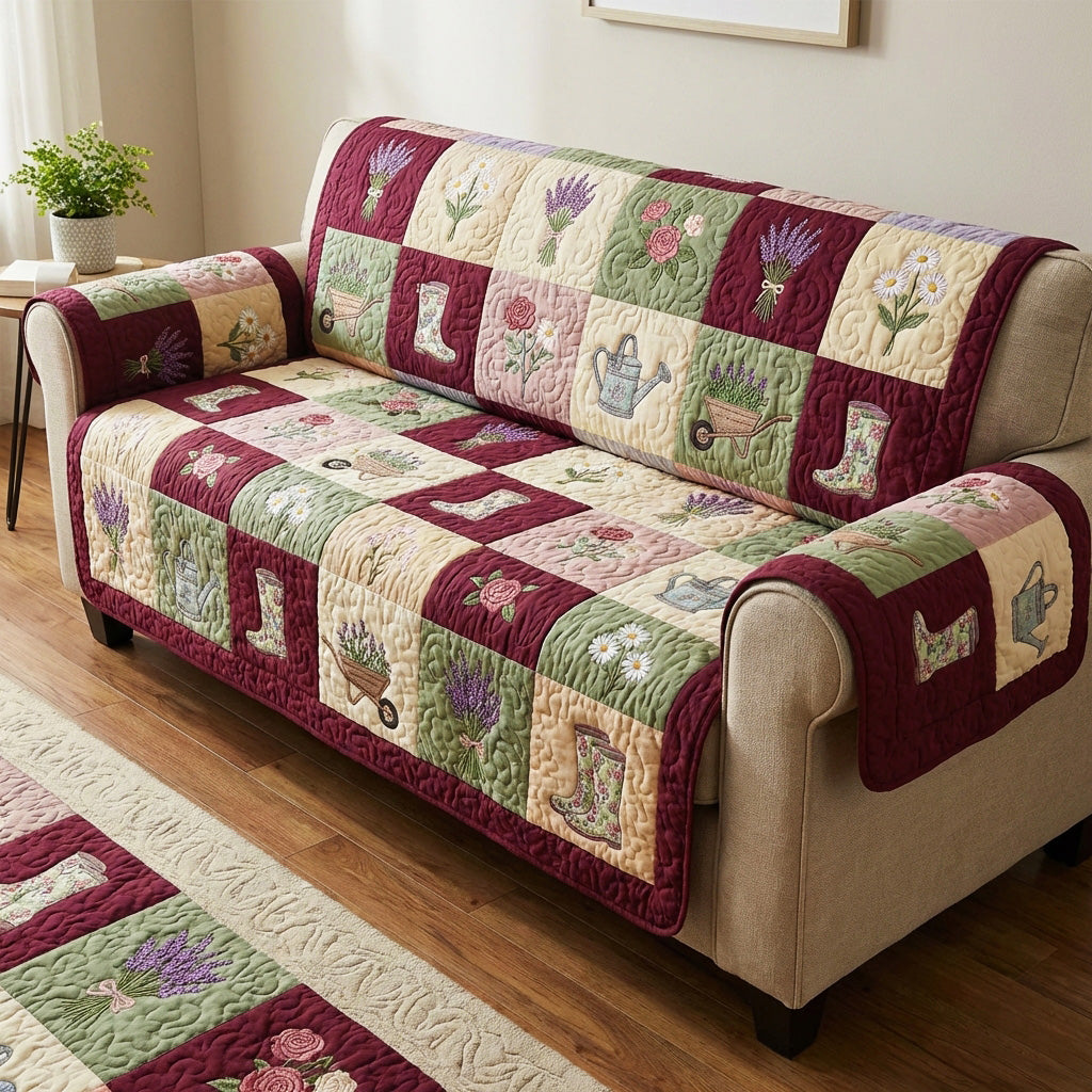 Rustic Bloom Quilted Sofa Cover NCU0TV1789
