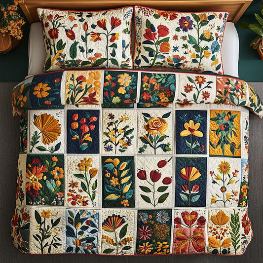Rustic Blooms 3-Piece Quilted Bedding Set NCU0PT6725