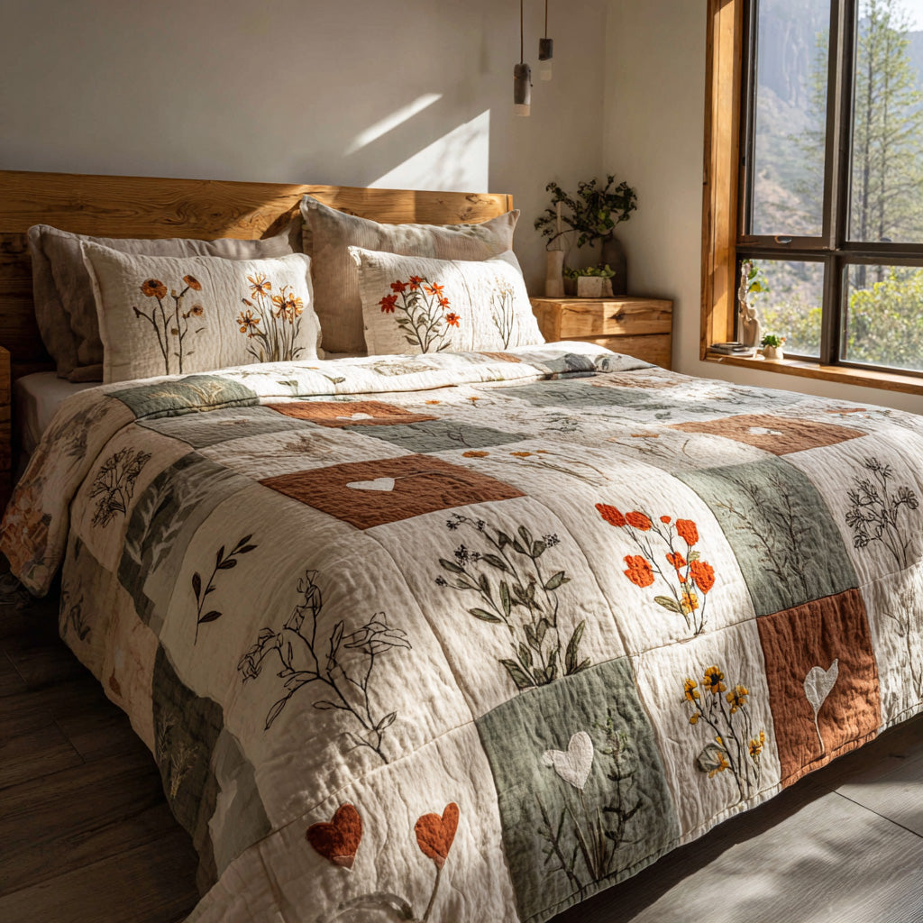 Rustic Blooms 3-Piece Quilted Bedding Set NCU0VL3217