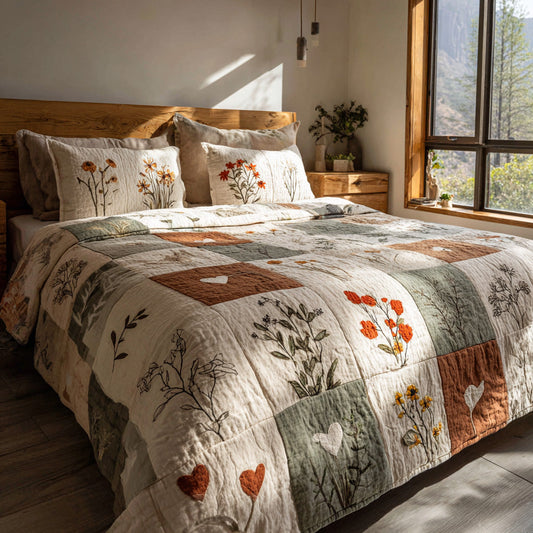 Rustic Blooms 3-Piece Quilted Bedding Set NCU0VL3217