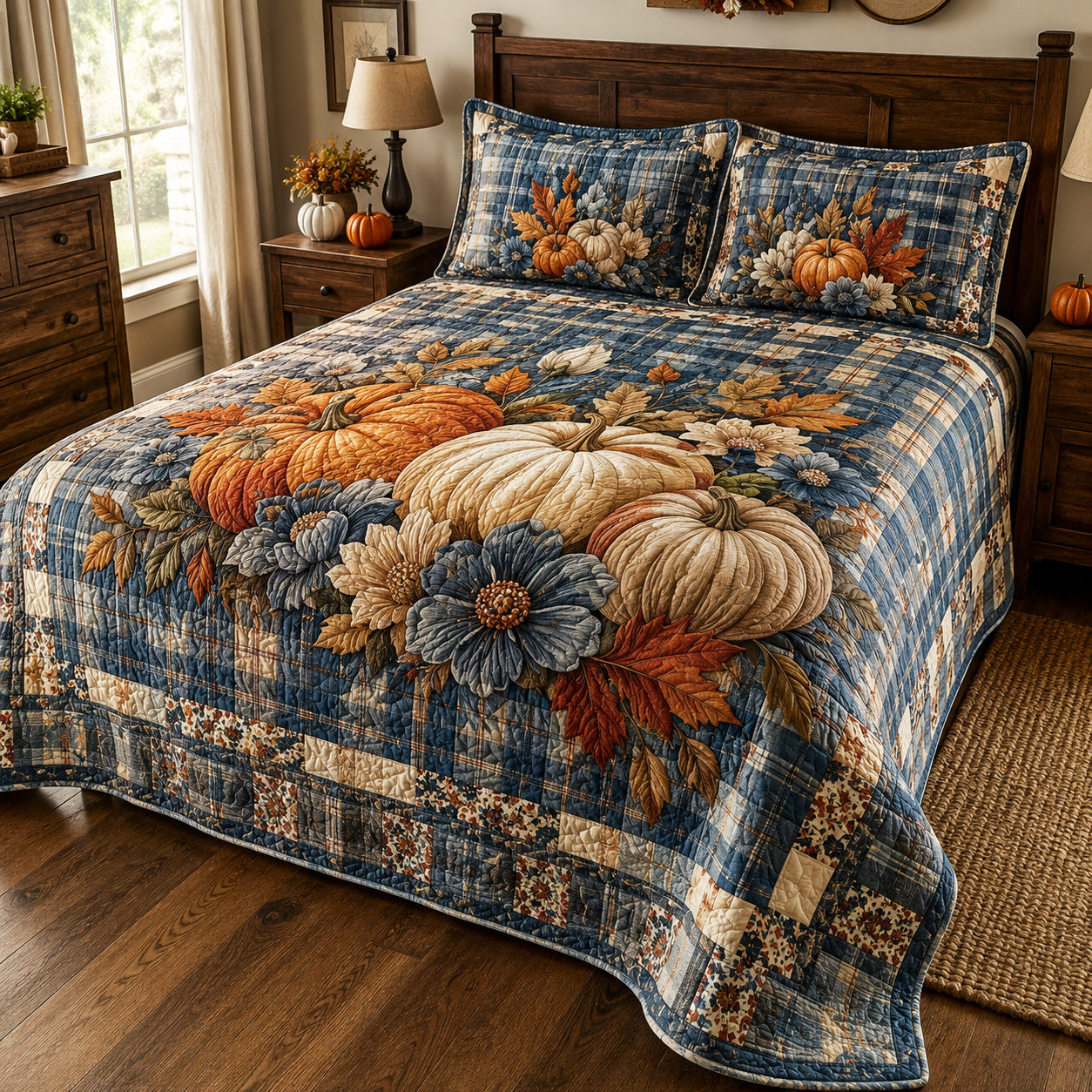 Rustic Blossom 3-Piece Quilted Bedding Set NCU0TV2131