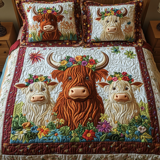 Rustic Blossom 3-Piece Quilted Bedding Set NCU0VH1875