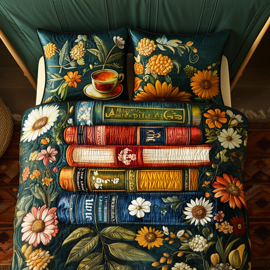 Rustic Book 3-Piece Quilted Bedding Set NCU0VH5321