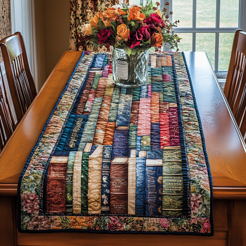 Rustic Bookshelf Quilted Table Runner NCU0DK7405