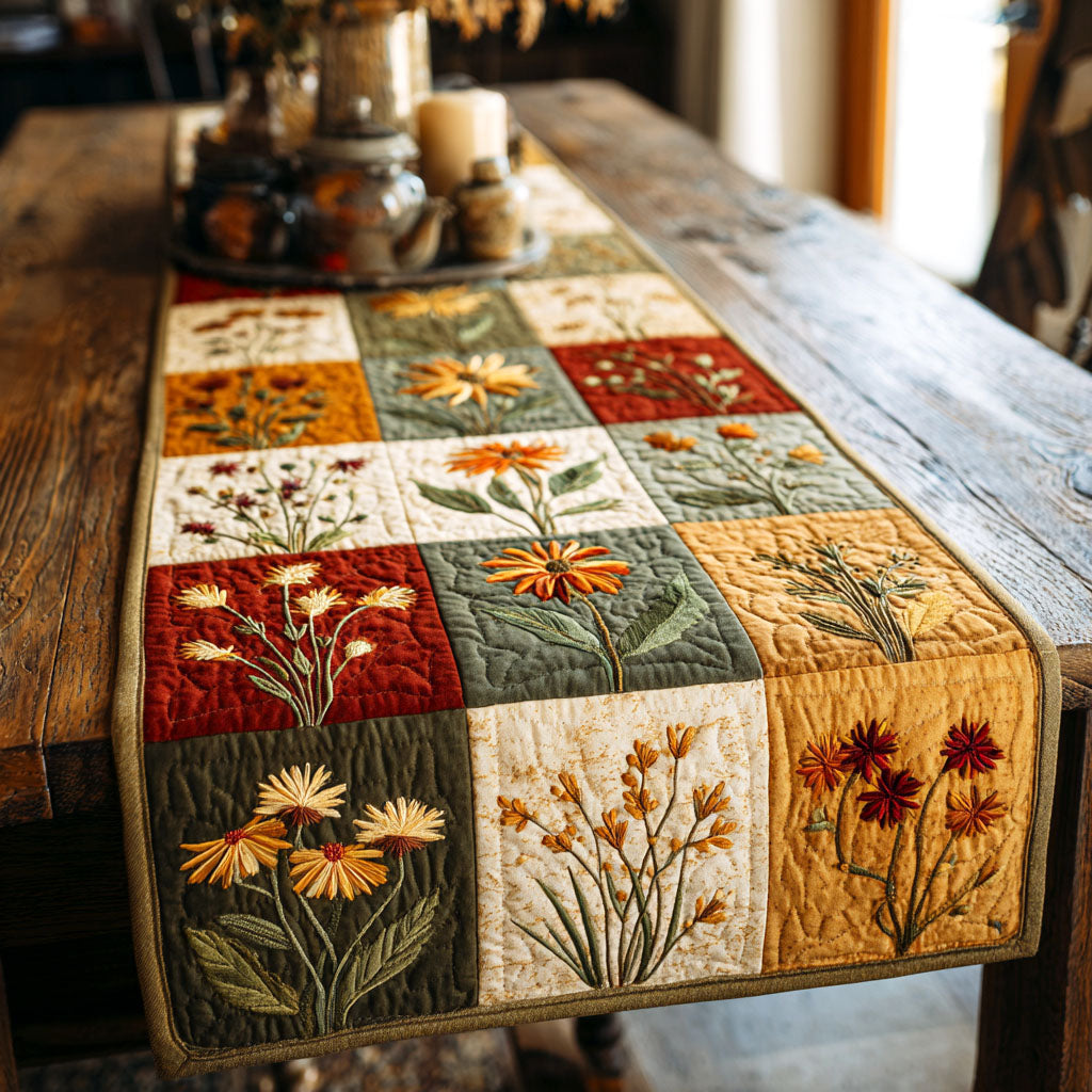 Rustic Botanica Quilted Table Runner NCU0TV1543