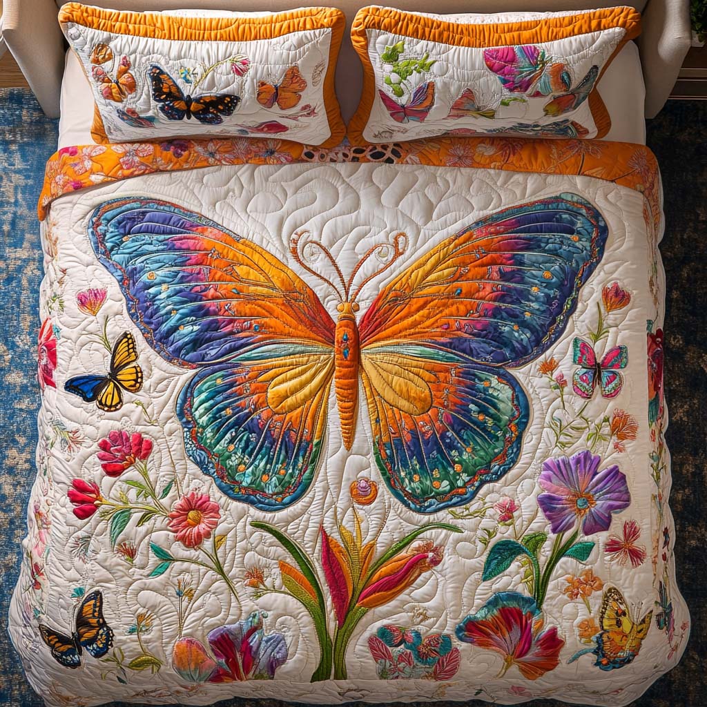 Rustic Butterfly Beauty 3-Piece Quilted Bedding Set NCU0NT8332