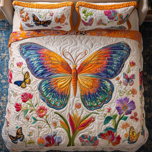 Rustic Butterfly Beauty 3-Piece Quilted Bedding Set NCU0NT8332