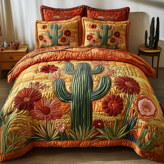 Rustic Cactus 3-Piece Quilted Bedding Set NCU0VH5870