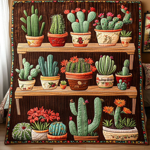 Rustic Cactus Shelf Quilted Blanket NCU0NT3005