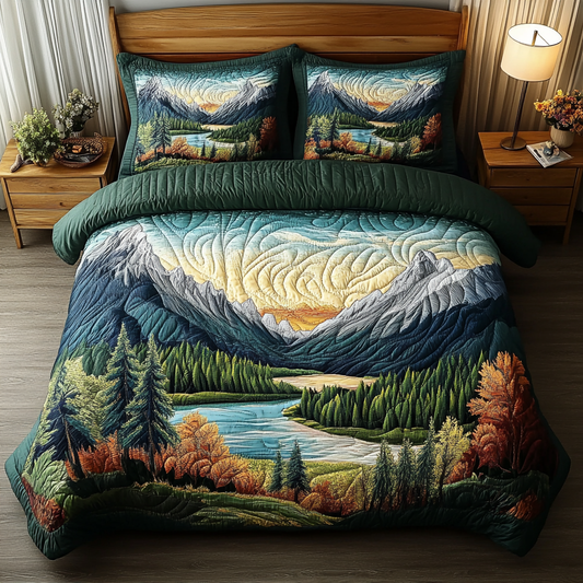 Rustic Calm 3-Piece Quilted Bedding Set NCU0VL2316