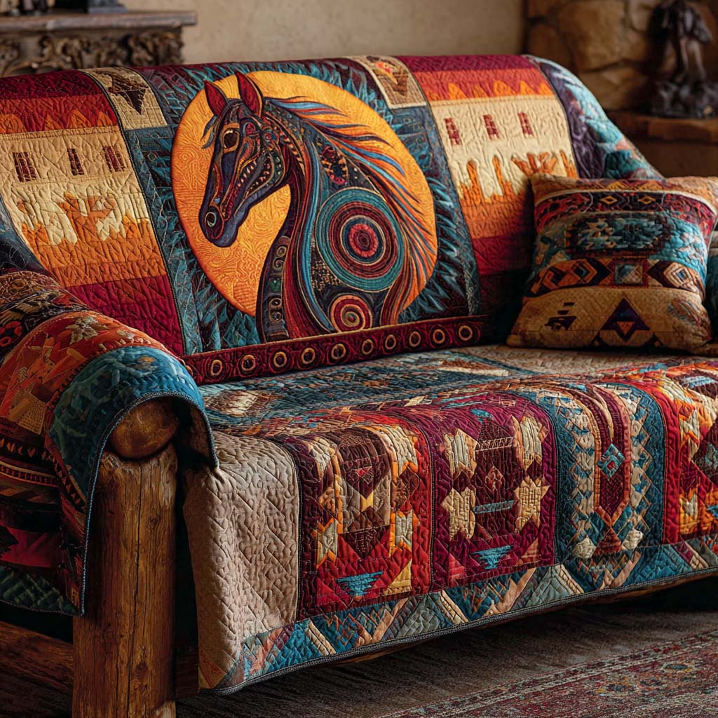 Rustic Canyon Horse Quilted Sofa Cover NCU0XD1826