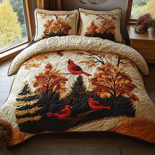 Rustic Cardinal 3-Piece Quilted Bedding Set NCU0DV6676