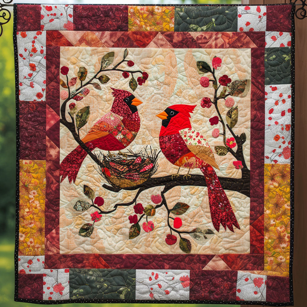 Rustic Cardinal Charm Quilted Blanket NCU0NT4968