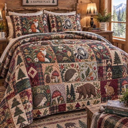 Rustic Caribou Hideaway 3-Piece Quilted Bedding Set NCU0PT12209