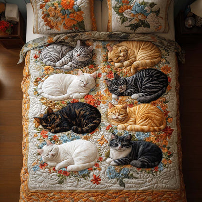 Rustic Cat Garden 3-Piece Quilted Bedding Set NCU0NT8275