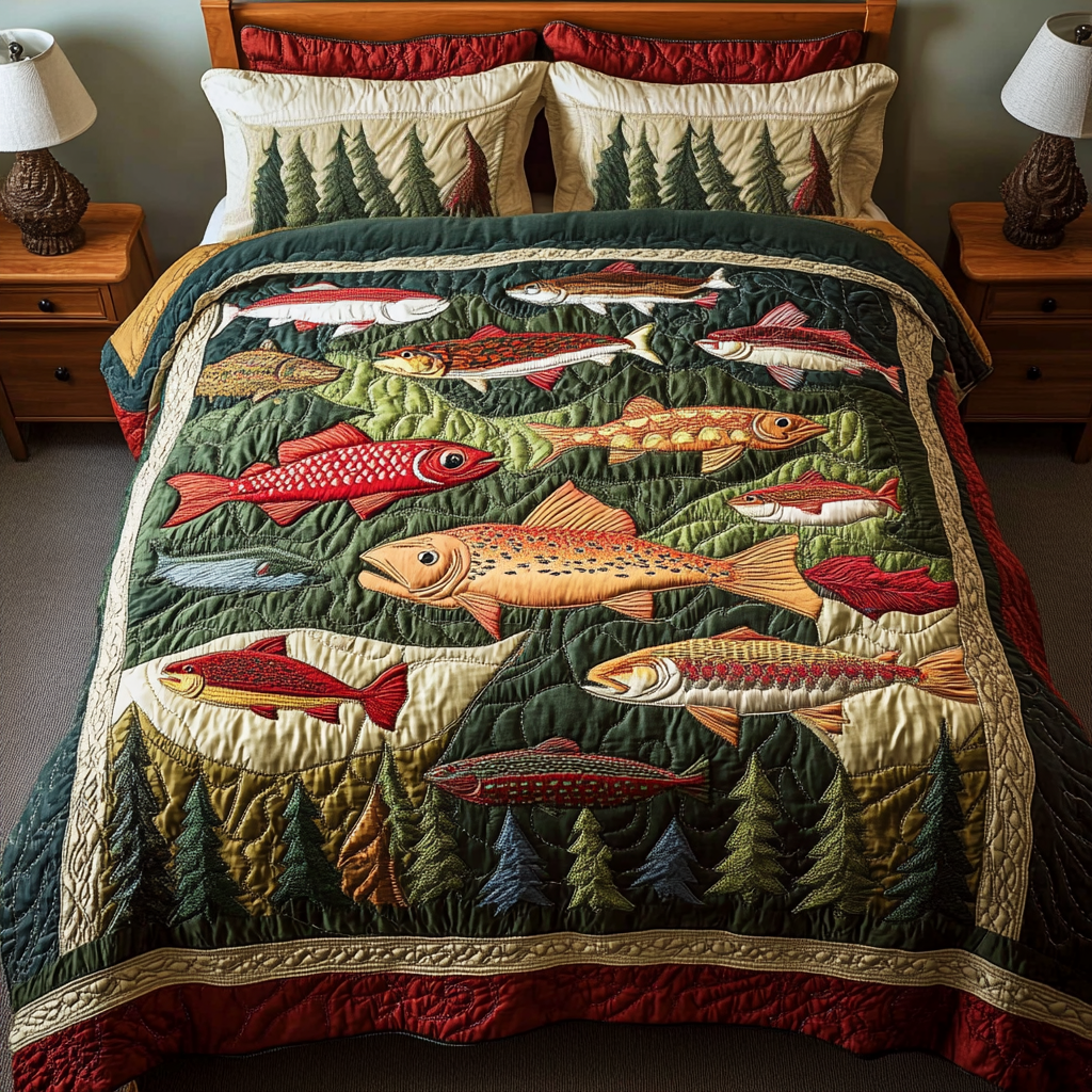 Rustic Catch 3-Piece Quilted Bedding Set NCU0VH2100
