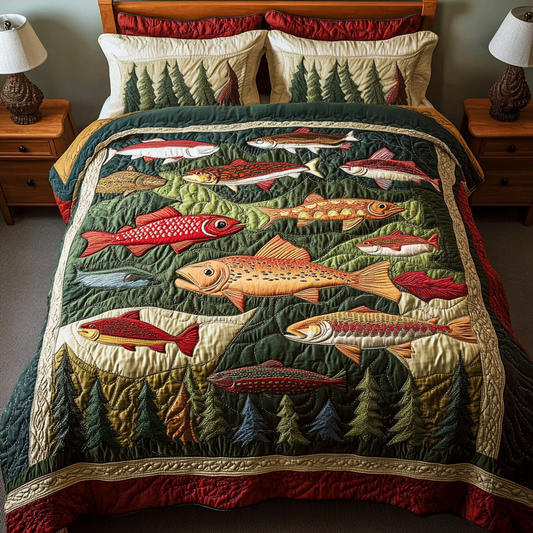Rustic Catch 3-Piece Quilted Bedding Set NCU0VH2100