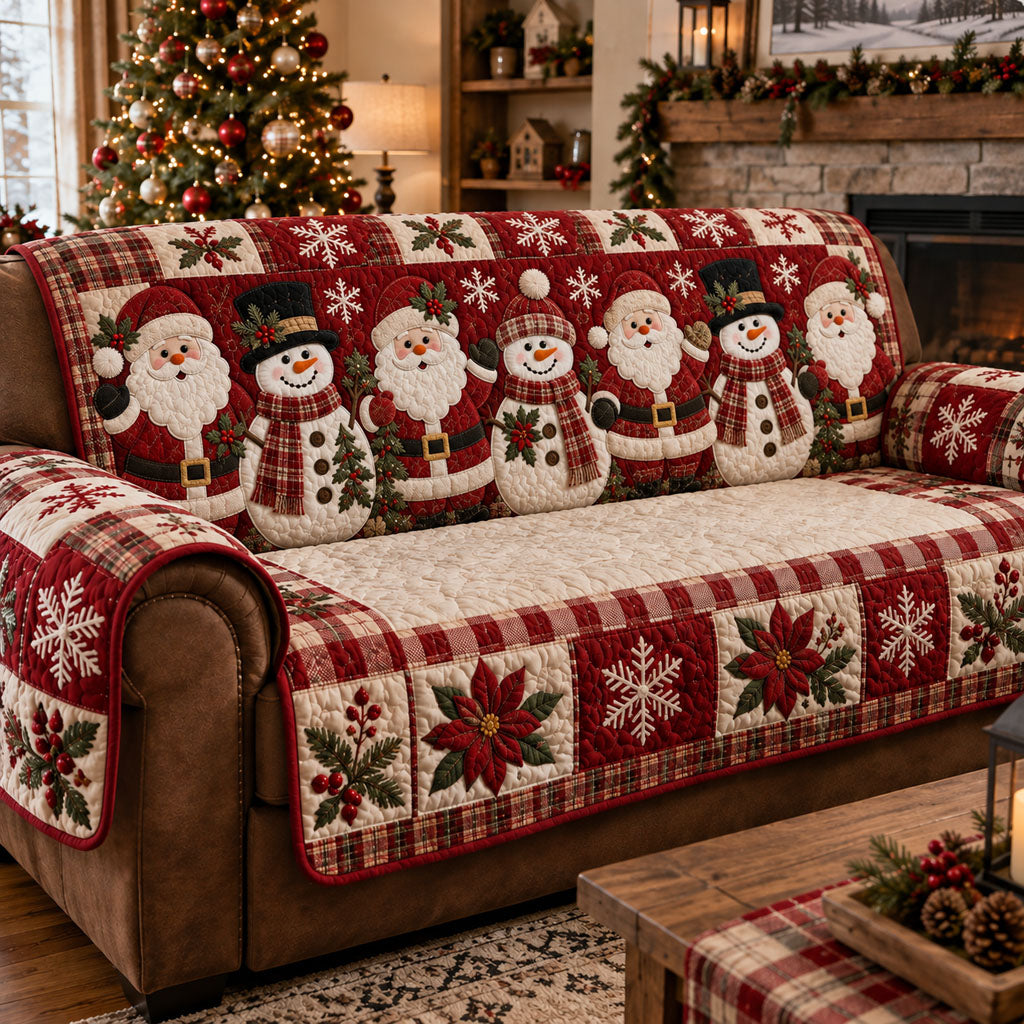 Rustic Christmas Memories Quilted Sofa Cover NCU0PT12189