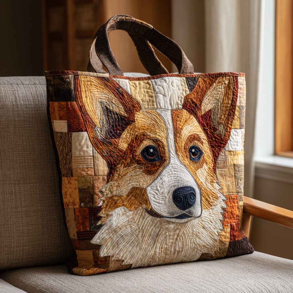 Rustic Corgi Quilted Tote Bag NCU0HH1135