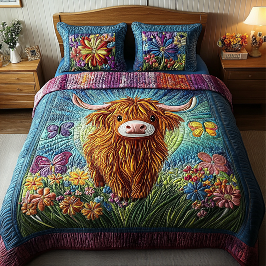 Rustic Cow 3-Piece Quilted Bedding Set NCU0VL2248