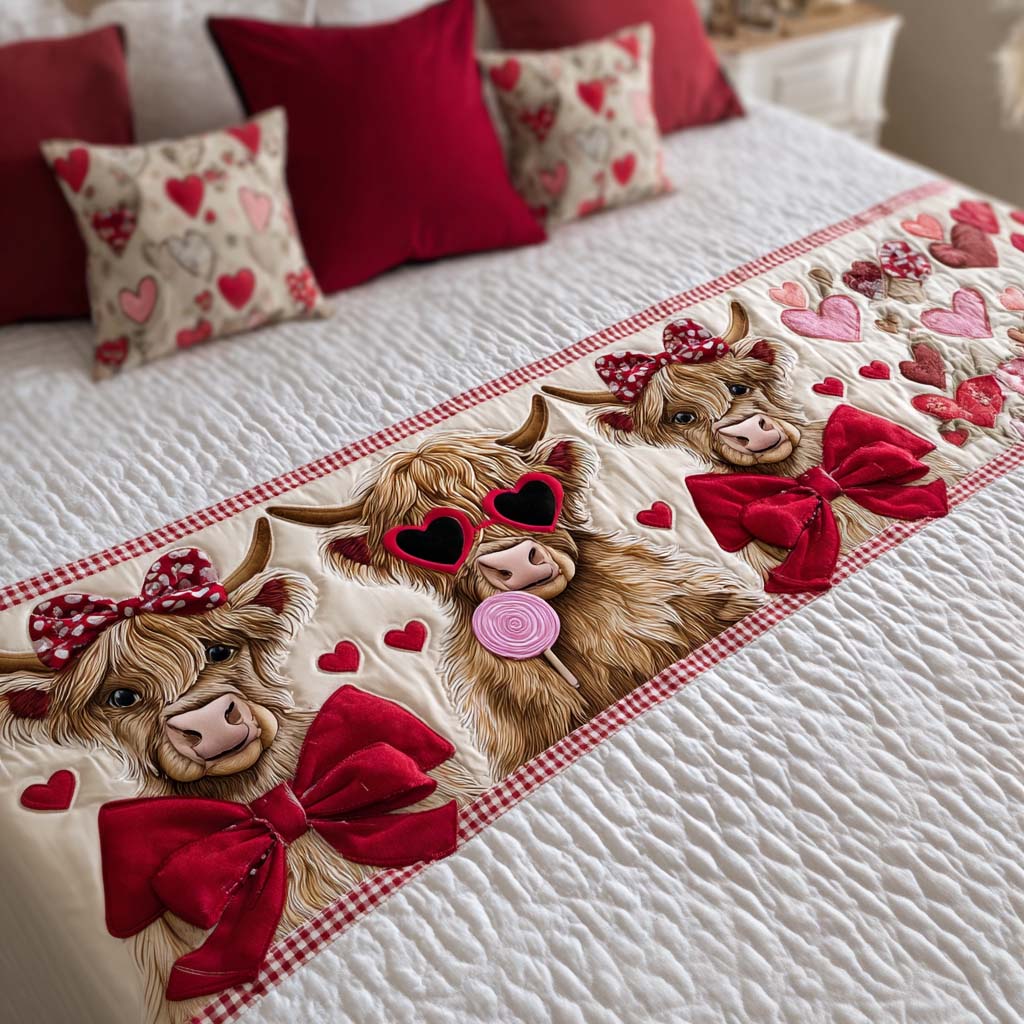 Rustic Cow Love Quilted Bed Runner NCU0NT11643