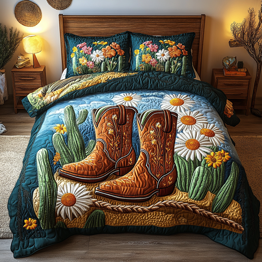 Rustic Cowboy Retreat 3-Piece Quilted Bedding Set NCU0VL1457