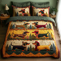 Rustic Dachshund 3-Piece Quilted Bedding Set NCU0NT9064