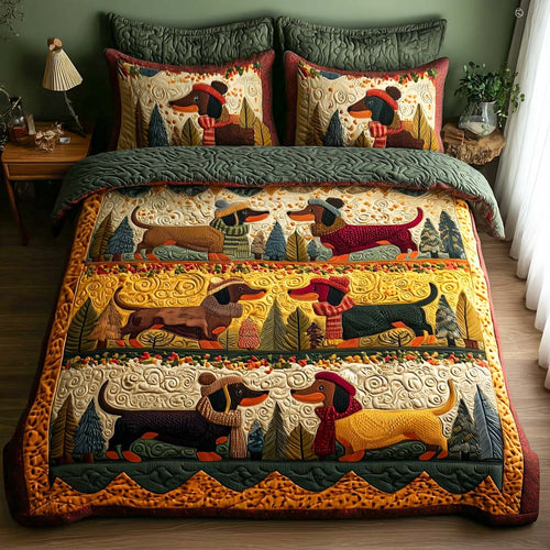 Dachshund 3-Piece Quilted Bedding Set NCU0VT220