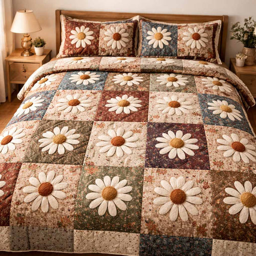 Rustic Daisy 3-Piece Quilted Bedding Set NCU0XD2521