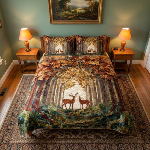 Rustic Deer 3-Piece Quilted Bedding Set NCU0DK12261