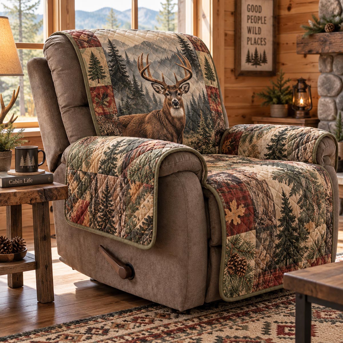 Rustic Deer Cabin Quilted Sofa Cover NCU0DV10195