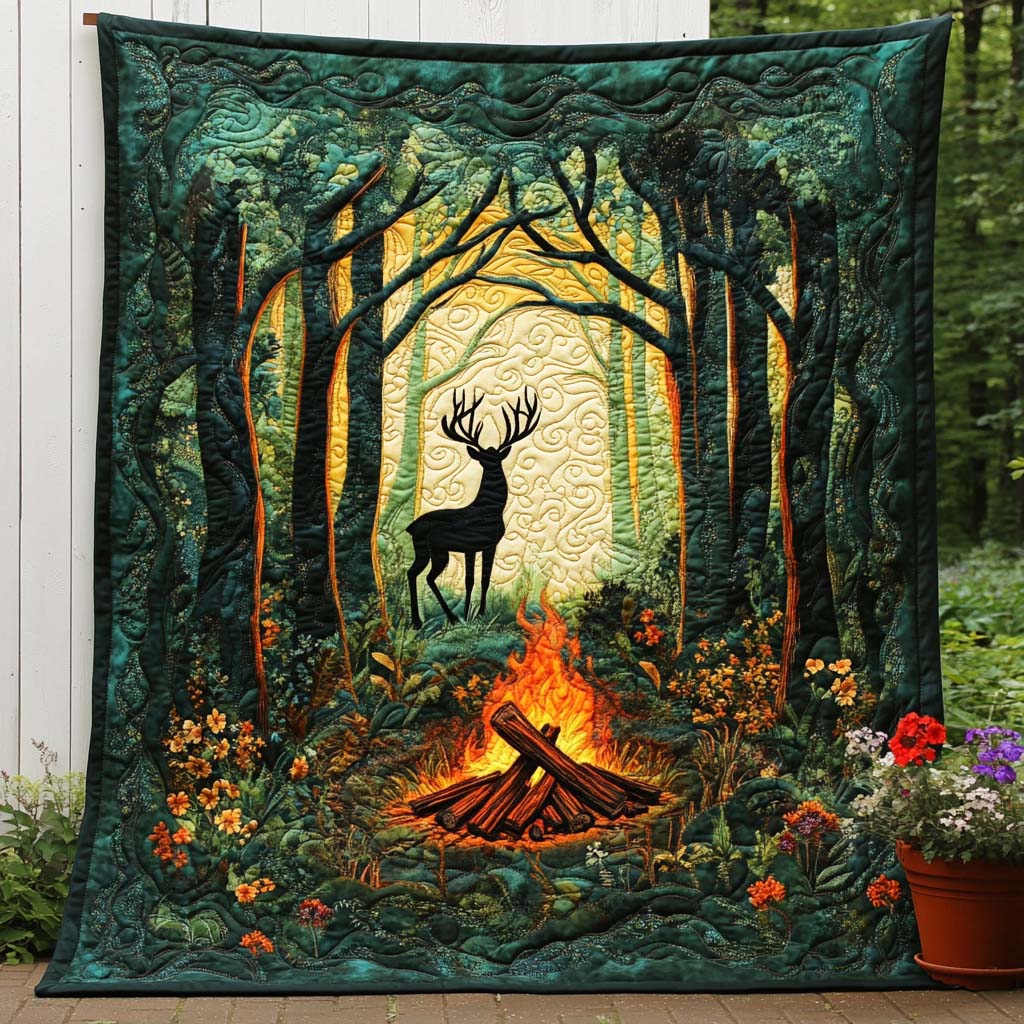 Rustic Deer Life Quilted Blanket NCU0NT8126