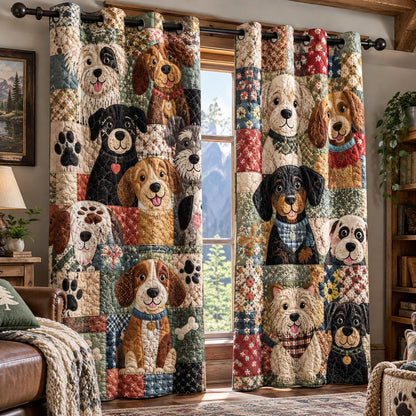 Rustic Dog Family Quilted Curtains NCU0DV10378
